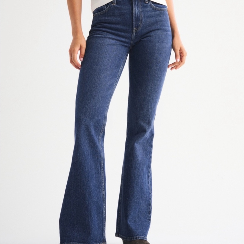 Abercrombie & Fitch High Rise Vintage Dark Blue Flare Jeans 30 Long